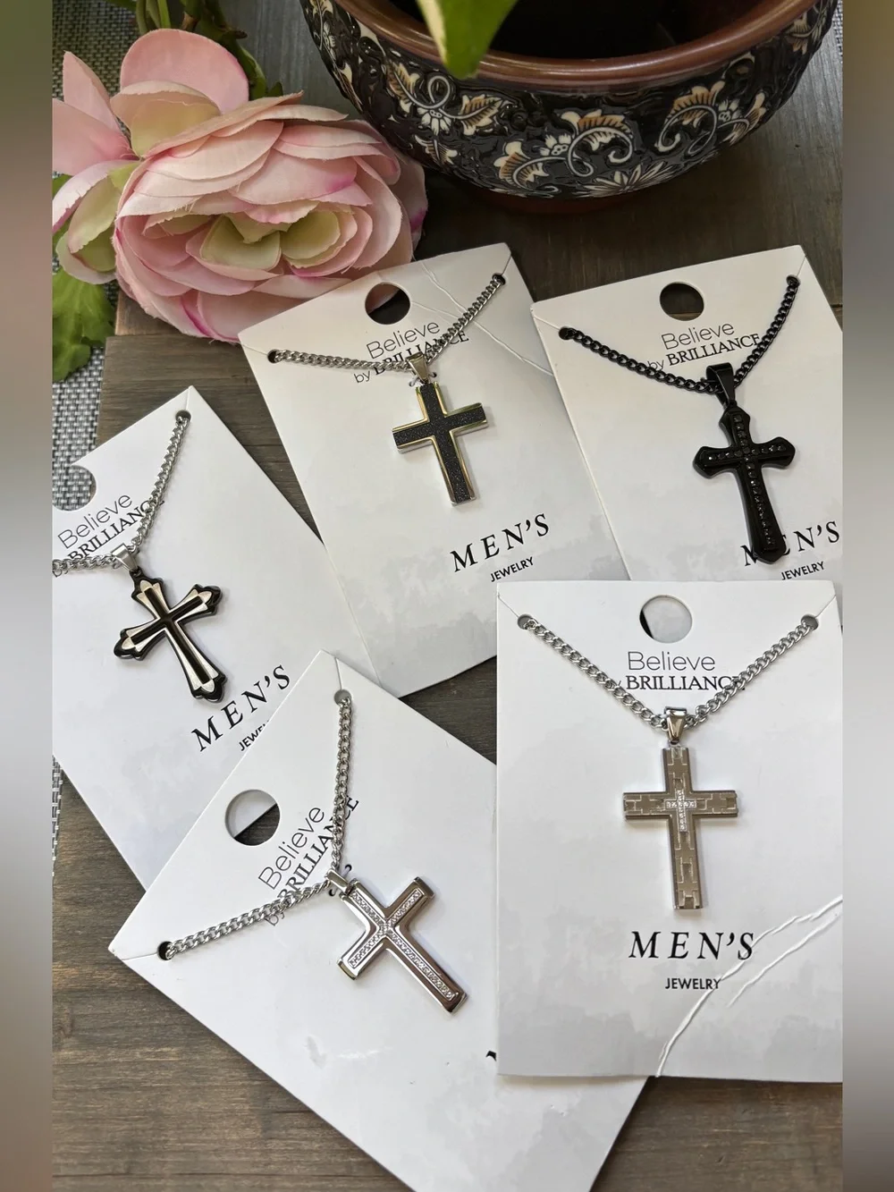 Believe by Brilliance Men's Cross Necklaces NWT (set of 5)